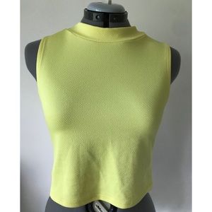 Yellow knit textured sleeveless crop top for H & M